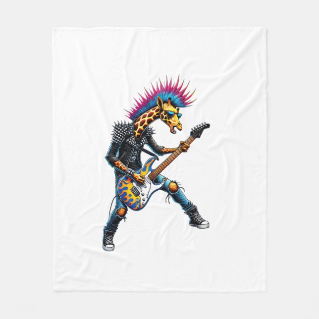 Funny Punk Giraffe, Rock'n Roll Goth Giraffe, Guit Fleecedecke (Vorderseite)