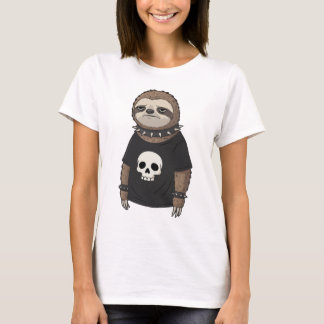 Funny Punk Rock Emo Sloth mit Skull Graphic T-Shirt