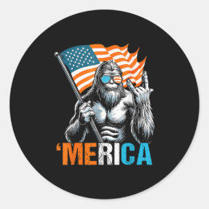 Funny Punk Rock Sasquatch Bigfoot Us Flag Merica 4 Runder Aufkleber
