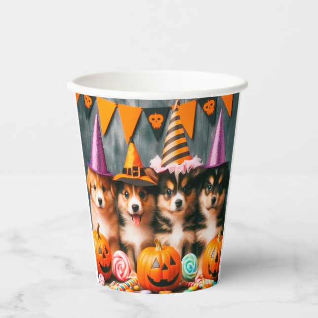 Funny puppies halloween pappbecher (Vorderseite)