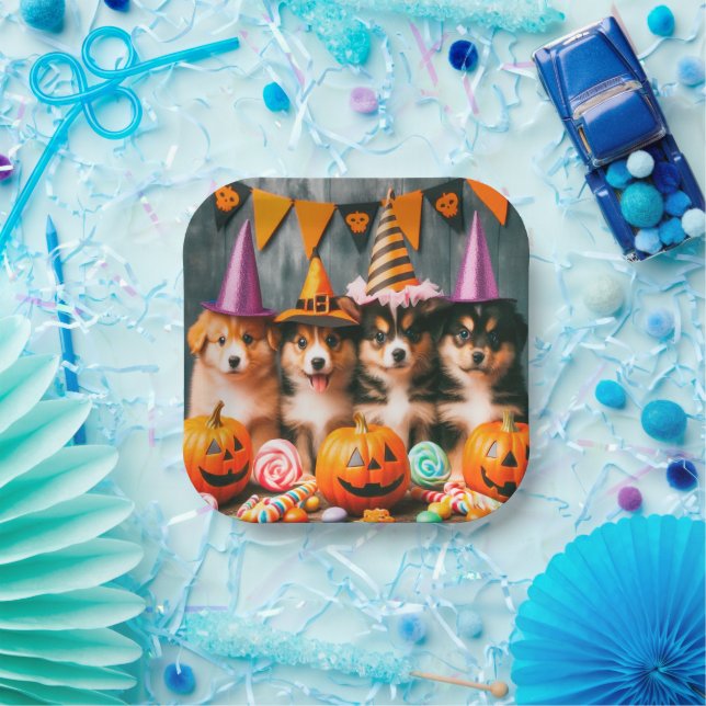 Funny puppies halloween pappteller (Party)