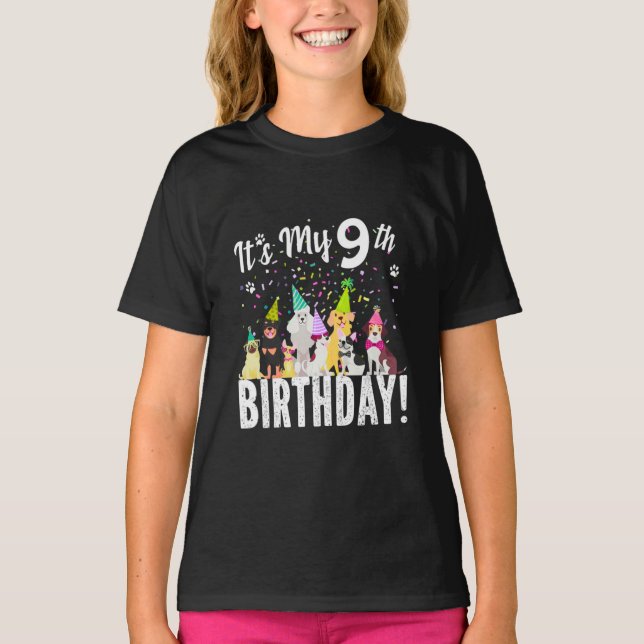 Funny Puppy Crew Graphic Tee for 9 Year Old Girls (Vorderseite)