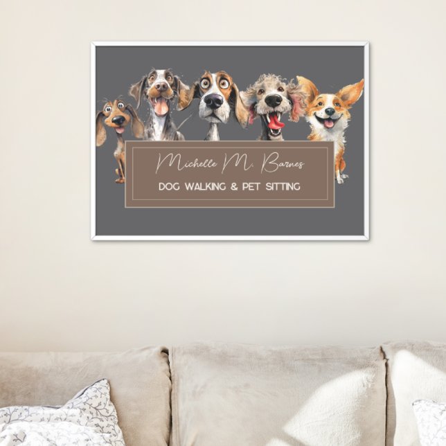 Funny Puppy Dog Walker Groomer Pet Care Modern Poster (Von Creator hochgeladen)