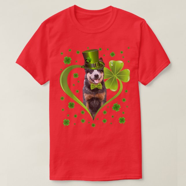 Funny Puppy Kleeblatt Australian Cattle Dog St  T-Shirt (Design vorne)