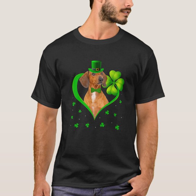 Funny Puppy Kleeblatt Dackel Dog St. Patrick's D T-Shirt (Vorderseite)