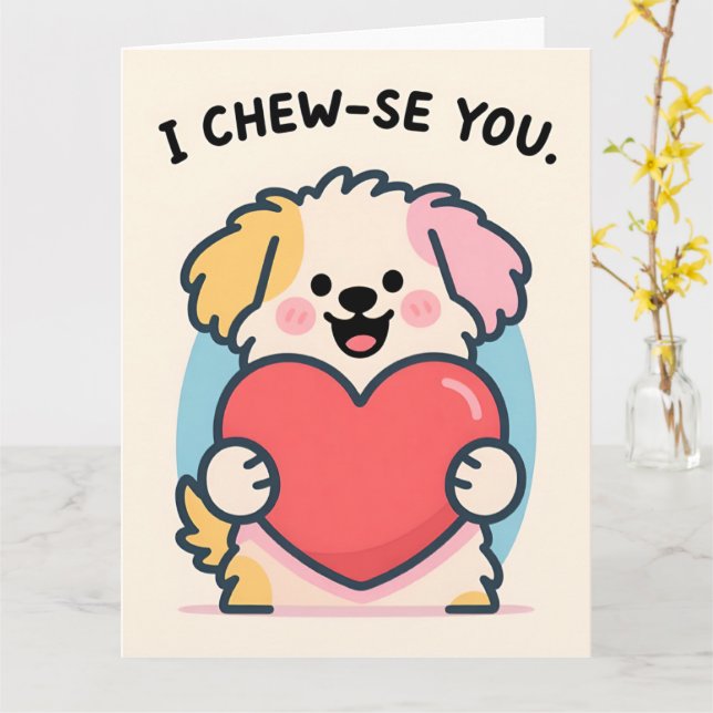 Funny Puppy Love Valentine Greeting Card Karte (Gelbe Blume)