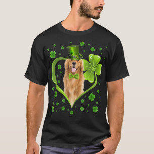 Funny Puppy Shamrock Golden Retriever Dog St  T-Shirt