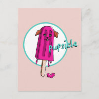 Funny "Pupsicle" Hund Pun Cartoon Illustration