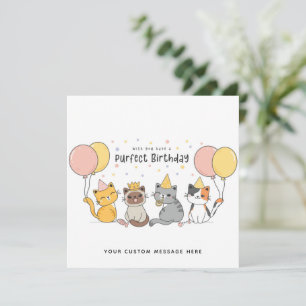 Funny Purfect Birthday Cat Card mit Balloons Feiertagskarte