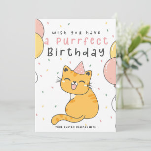 Funny Purfect Birthday Cat Card mit Balloons Feiertagskarte