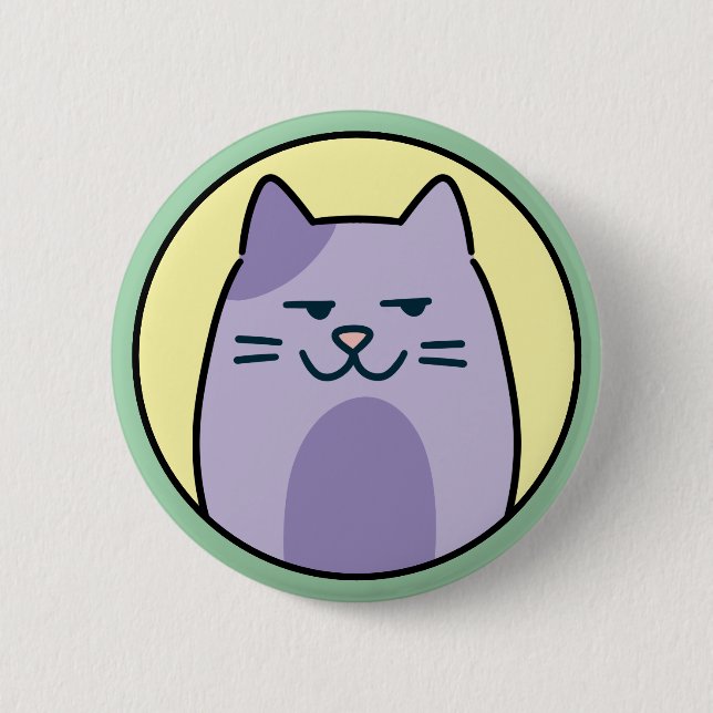 Funny Purple Cat With Side Eye Button (Vorderseite)