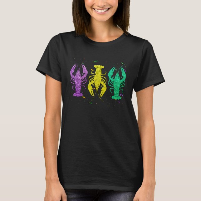 Funny Purple Green Gold Crayfish Lovers Fat Tuesda T-Shirt (Vorderseite)