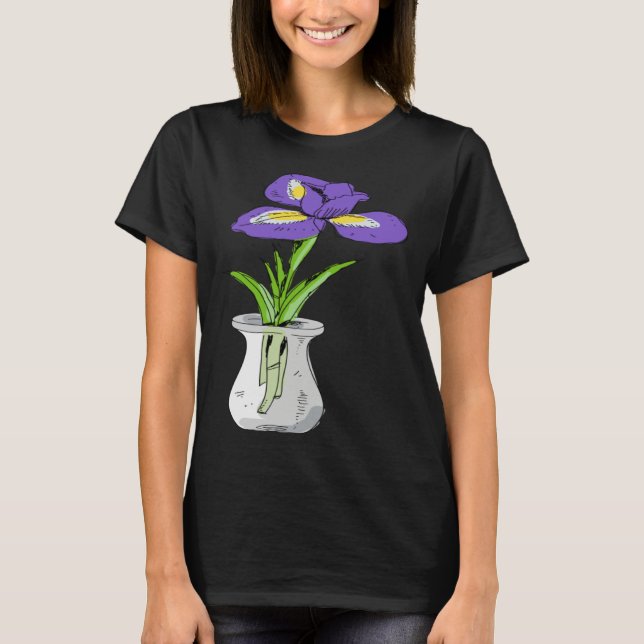 Funny Purple Orchid Flower in Vase Floral T-Shirt (Vorderseite)