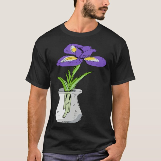Funny Purple Orchid Flower in Vase Floral T-Shirt (Vorderseite)