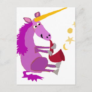 Funny Purple Unicorn Playing the Saxophone Postkarte