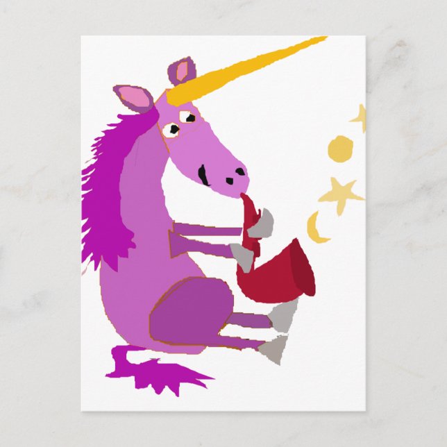 Funny Purple Unicorn Playing the Saxophone Postkarte (Vorderseite)