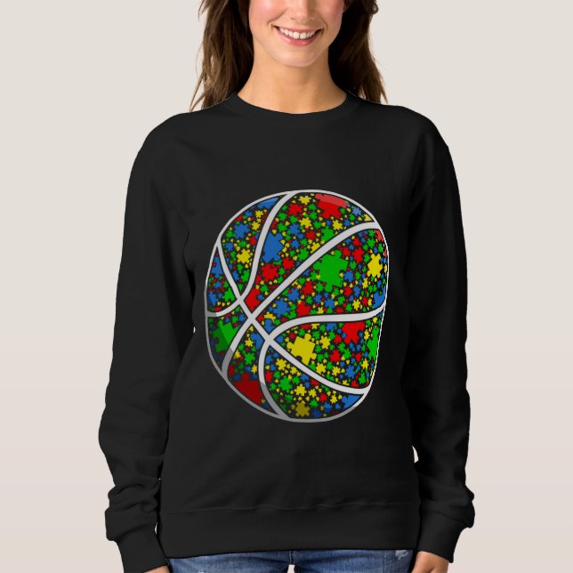 Funny Puzzle Basketball Autismus Bewusstsein Männe Sweatshirt (Vorderseite)