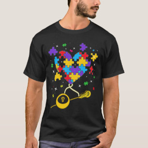 Funny Puzzle Herz Lacrosse Autismus Bewusstsein Mä T-Shirt