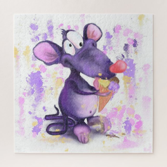 Funny Puzzle mit Happy Mouse Eat Ice Creme (Vertikal)