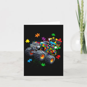 Funny Puzzle Riding Monster Truck Autismus Bewusst Karte