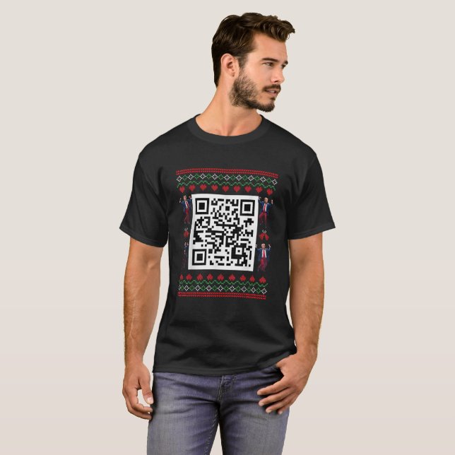 Funny QR Präsident Trump tanzt Code Ugly Xmas T-Shirt (Vorne ganz)