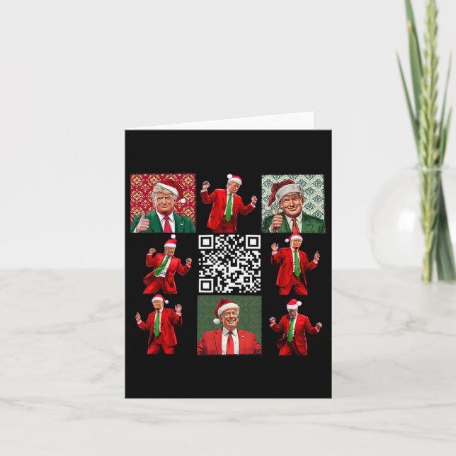 Funny Qr Präsident Trump Weihnachtstanz M Karte (Vorderseite)