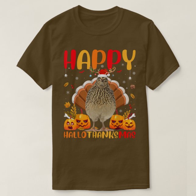 Funny Quail Bird Lover Happy Quail HelloDankeMas  T-Shirt (Design vorne)