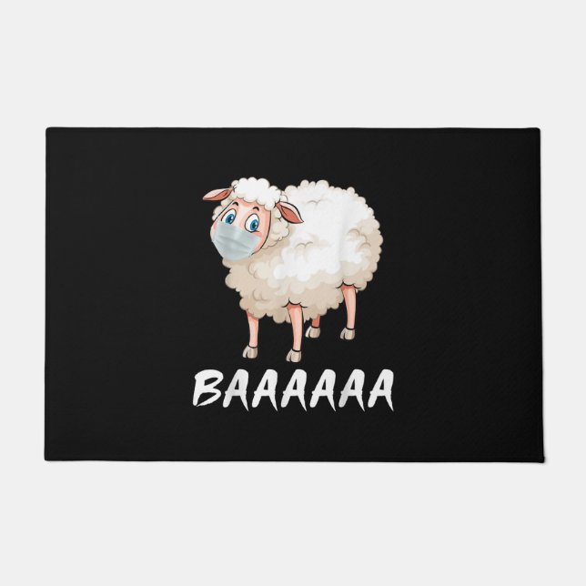 Funny Quarantine | Maske Sheep Trendy Geschenke Fußmatte (Vorderseite)