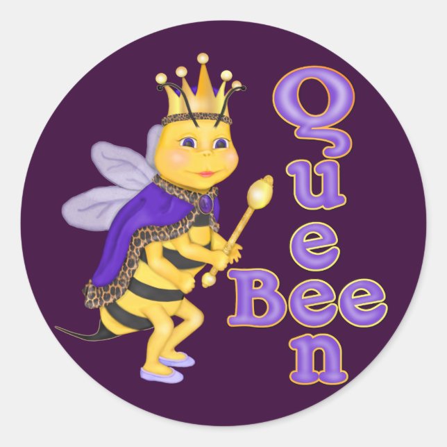 Funny Queen Bee Runder Aufkleber (Vorderseite)