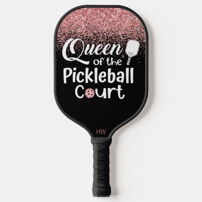 Funny Queen Pink Glitzer Pickleball Schläger (Vorderseite)