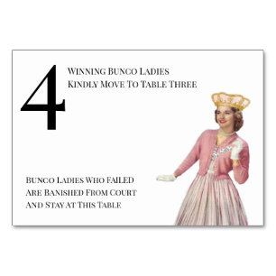 Funny Queen Table Four Bunco Tischnummer