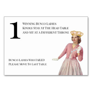 Funny Queen Table One Bunco Tischnummer