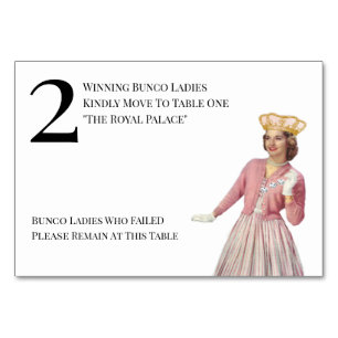 Funny Queen Table Two Bunco Tischnummer