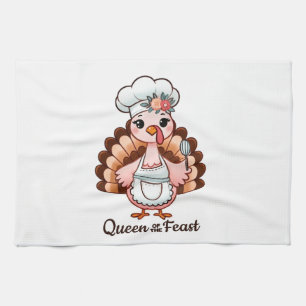 Funny Queen Turkey - Erntedank Fest Spaß Geschirrtuch