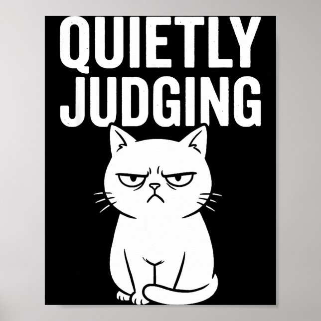 Funny Quietly Judging Sarcastic Crazy Cat Lover Gr Poster (Vorne)