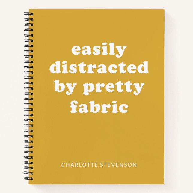 Funny Quilter Fabric Zitat Personalisierter Name Notizbuch (Vorderseite)