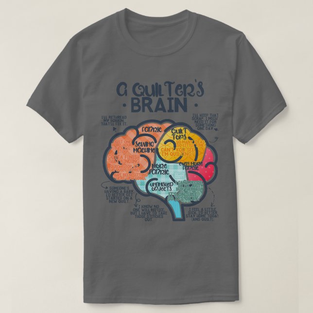 FUNNY QUILTERS BRAIN QUILT QUILTING SEWSTITCHE T-Shirt (Design vorne)