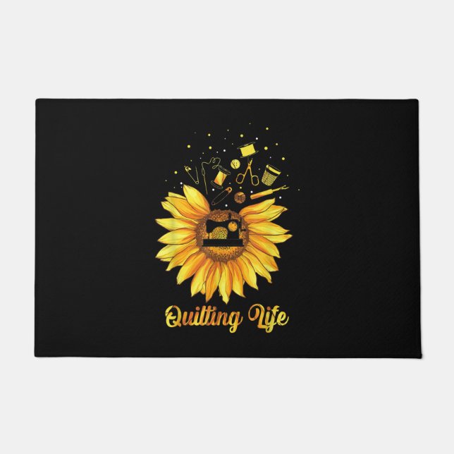 Funny Quilting Life Love Sun Flower Quilters Gift Fußmatte (Vorderseite)