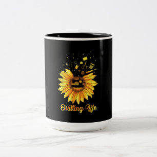Funny Quilting Life Love Sun Flower Quilters Gift Zweifarbige Tasse