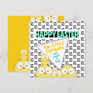 Funny Quirky "Happy Oaster You Crazy Chickens"   Feiertagskarte