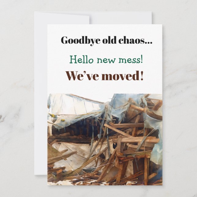 Funny Quirky Housewarming Party Einladung Moving (Vorderseite)