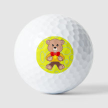 Funny Quirky Niedlich Bowtie Bär on Yellow Golf Ba