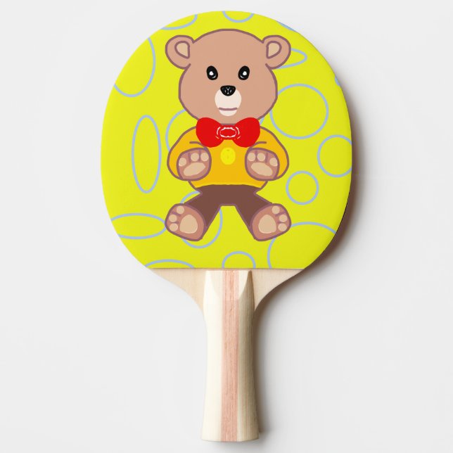 Funny Quirky Niedlich Bowtie Bear Ping Pong Paddle Tischtennis Schläger (Vorderseite)