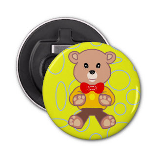 Funny Quirky Niedlich BowtieBear Button Flaschenöf Flaschenöffner
