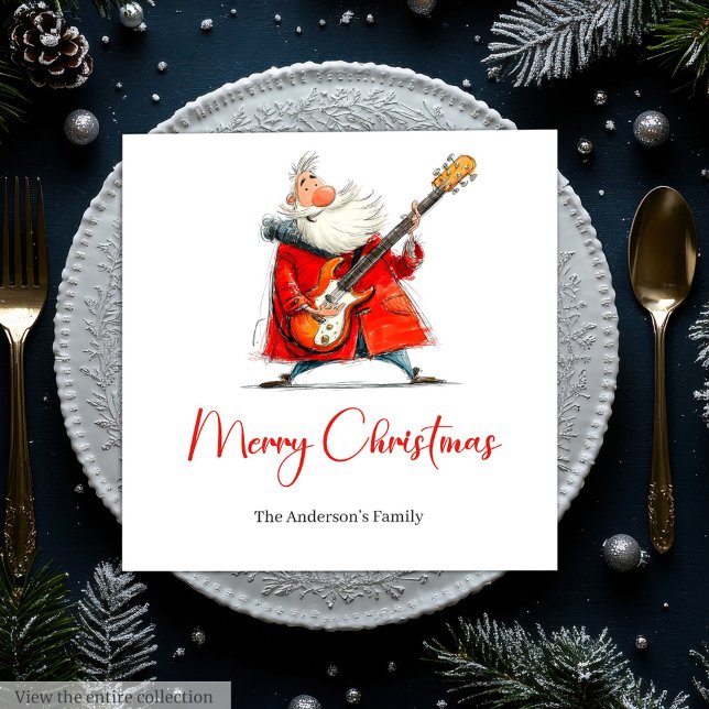 Funny Quirky Santa Festive Holiday Dinner Napkins Serviette (Funny Quirky Santa Festive Holiday Dinner Napkins)