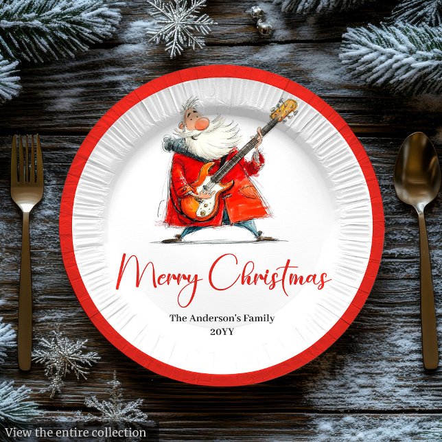 Funny Quirky Santa Festive Holiday Party Plates Pappteller (Funny Quirky Santa Festive Holiday Party Plates)