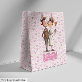 Funny Quirky Wedding Couple Gift Bag Individuelle  Mittlere Geschenktüte