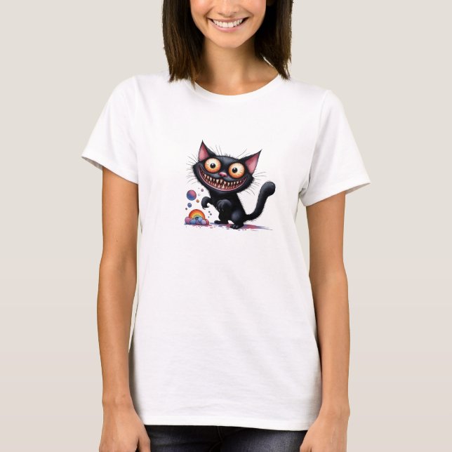 Funny quirly cat T-Shirt (Vorderseite)