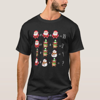 Funny Quiz Math Teacher Santa Reindeer Weihnachten T-Shirt