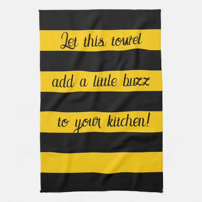 Funny Quote Bees Classic Bumble Bees Stripes Geschirrtuch (Vertikal)
